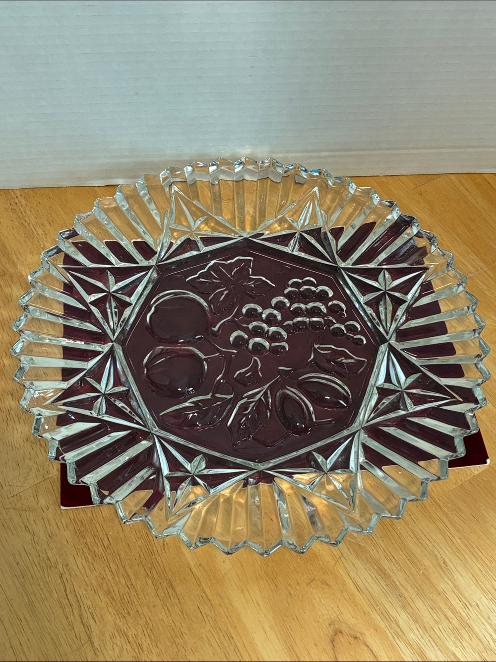 Federal Glass Fruit Motif Serving Dish - Clear